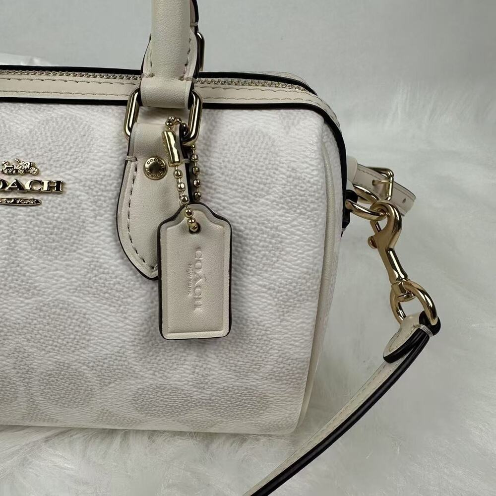 Coach Mini Rowan Crossbody In Signature Canvas In Gold/Chalk CW329 NWT - Picture 8 of 10